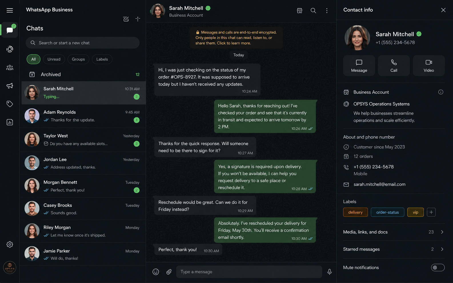 WhatsApp Business chat